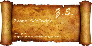 Zvara Sándor névjegykártya
